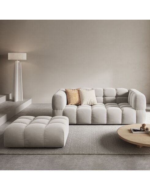 Pouf Velours Sky ivoire - 102x80x43 cm