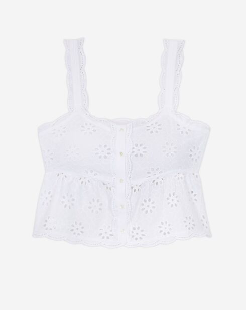 Top court en Broderie Anglaise blanc