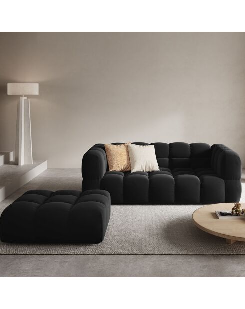 Pouf Velours Sky noir - 102x80x43 cm