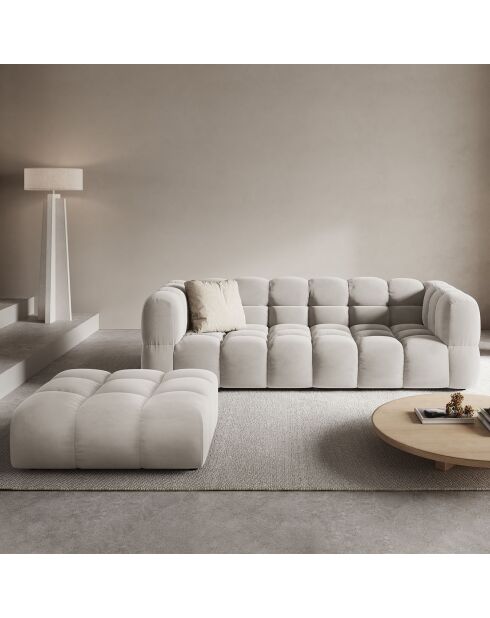 Canapé Modulaire Velours Sky 4 Places ivoire - 244x102x75 cm