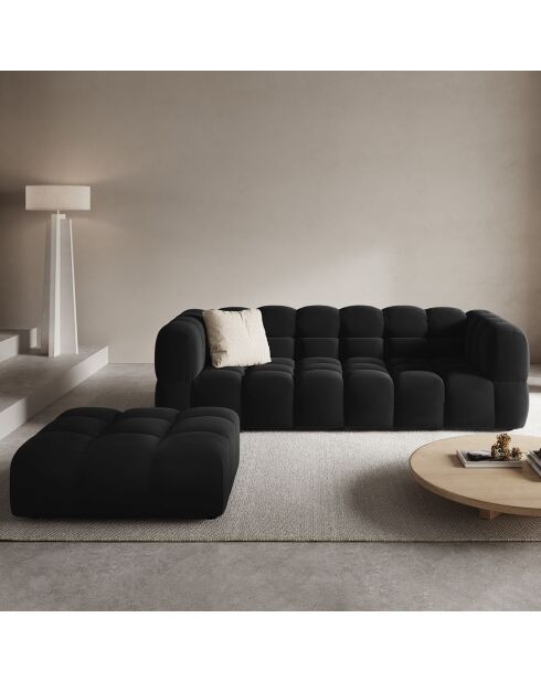 Canapé Modulaire Velours Sky 4 Places noir - 244x102x75 cm