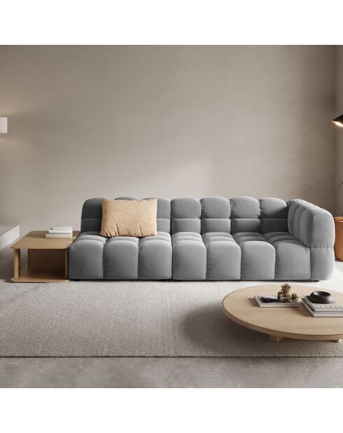 Canapé Modulable gauche en Velours Sky 4 Places gris clair - 297x102x75 cm