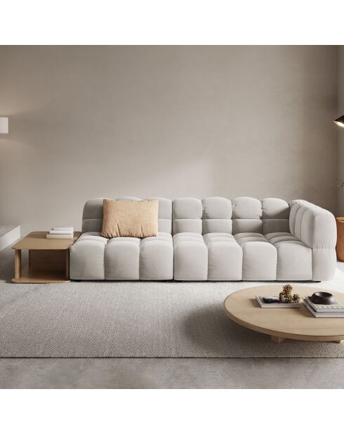 Canapé Modulable gauche en Velours Sky 4 Places ivoire - 297x102x75 cm