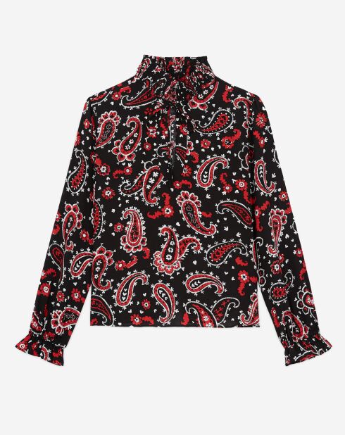 Chemisier imprimé noir/rouge