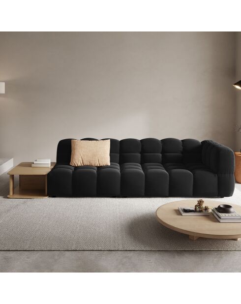 Sky 4-zitsbank, zwart, fluwelen, links, modulaire bank, 297x102x75 cm