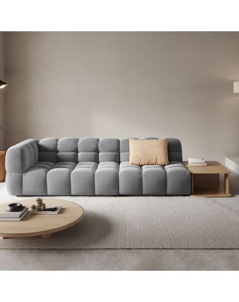 Canapé Modulable droit en Velours Sky 4 Places gris clair - 297x102x75 cm