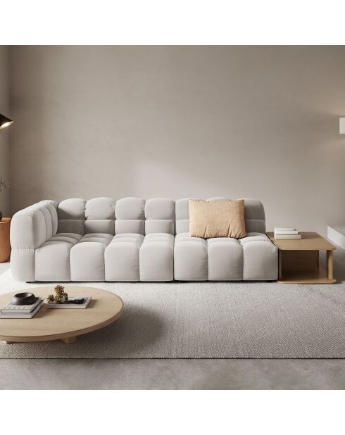 Canapé Modulable droit en Velours Sky 4 Places ivoire - 297x102x75 cm