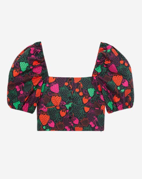 Top court à motifs multicolore