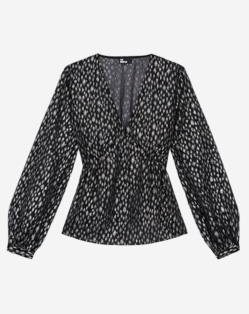 Top fluide léopard argenté