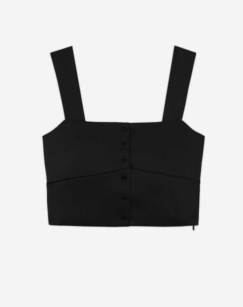 Top court avec boutonnière noir