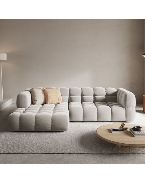 Canapé angle gauche Modulaire Velours Sky 4 Places ivoire - 272x162x75 cm