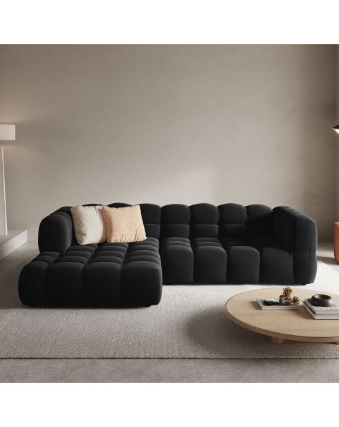 Canapé angle gauche Modulaire Velours Sky 4 Places noir - 272x162x75 cm