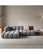 Canapé angle gauche Modulaire Velours Sky 4 Places gris clair - 297x162x75 cm
