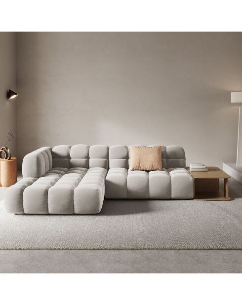 Canapé angle gauche Modulaire Velours Sky 4 Places ivoire - 297x162x75 cm