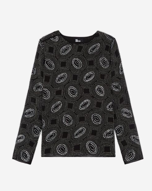 Top à strass noir