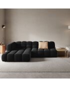 Canapé angle gauche Modulaire Velours Sky 4 Places noir - 297x162x75 cm