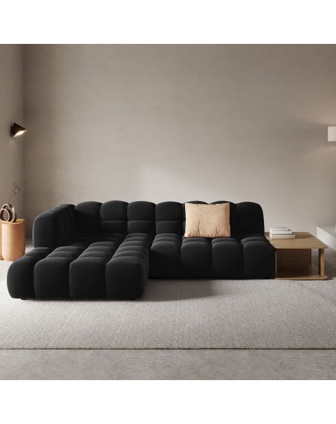 Canapé angle gauche Modulaire Velours Sky 4 Places noir - 297x162x75 cm