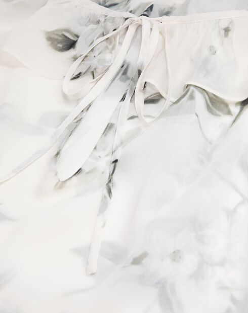 Haut imprimé avec volants écru