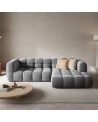 Canapé angle droit Modulaire Velours Sky 4 Places gris clair - 272x162x75 cm