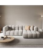 Canapé angle droit Modulaire Velours Sky 4 Places ivoire - 272x162x75 cm
