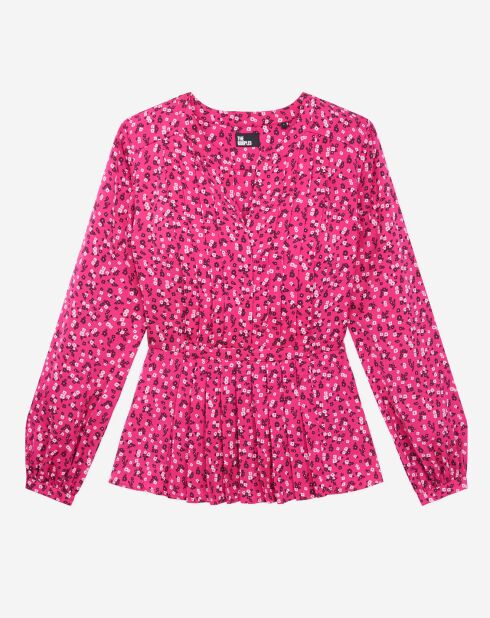 Haut imprimé avec plis rose