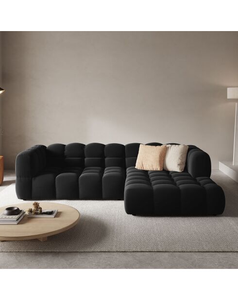 Velours Sky Modulares 4-Sitzer-Sofa, rechtwinklig, schwarz — 272 x 162 x 75 cm