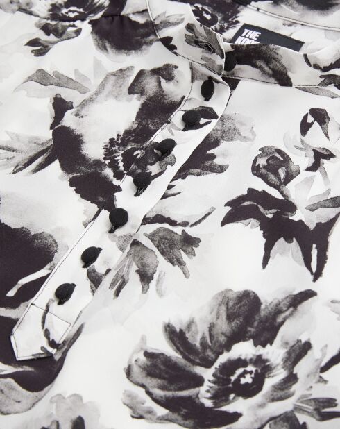 Haut imprimé 100% Soie avec boutonnage noir/blanc