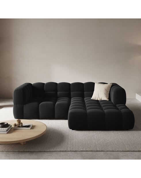 Canapé angle droit Modulaire Velours Sky 3 Places noir - 244x162x75 cm