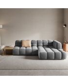 Canapé angle droit Modulaire Velours Sky 4 Places gris clair - 297x162x75 cm