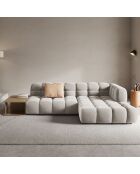 Canapé angle droit Modulaire Velours Sky 4 Places ivoire - 297x162x75 cm