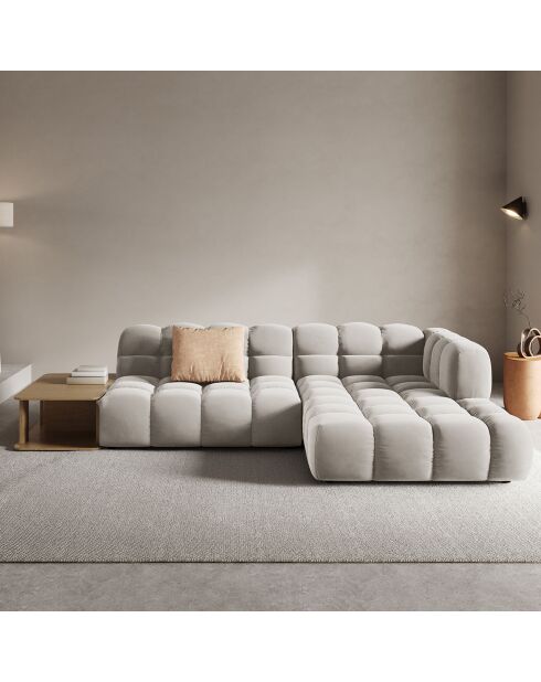 Canapé angle droit Modulaire Velours Sky 4 Places ivoire - 297x162x75 cm