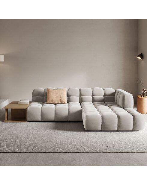 Canapé angle droit Modulaire Velours Sky 4 Places ivoire - 297x162x75 cm