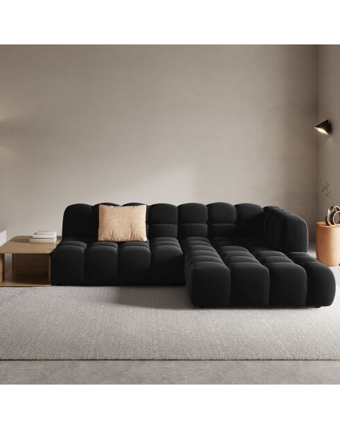 Canapé angle droit Modulaire Velours Sky 4 Places noir - 297x162x75 cm