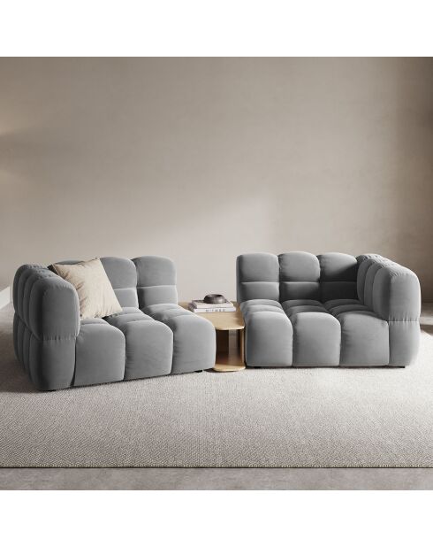 Canapé Modulaire Velours Sky 2 Places gris clair - 280x148x75 cm