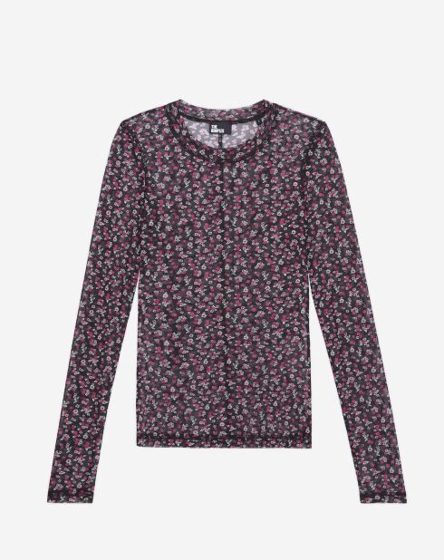 T-shirt imprimé noir et rose