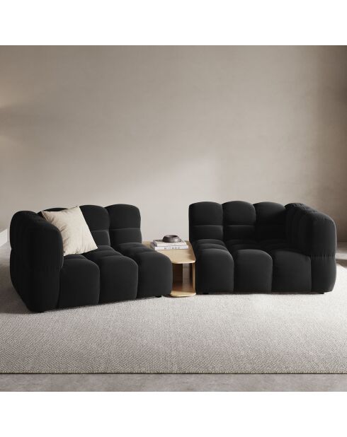 Canapé Modulaire Velours Sky 2 Places noir - 280x148x75 cm