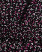 Top imprimé à smocks noir