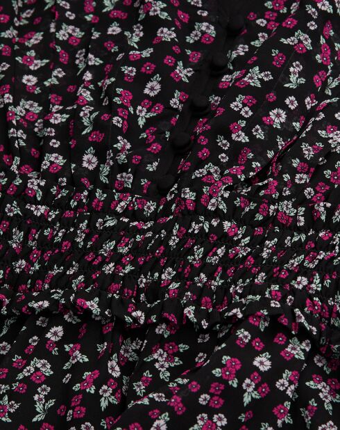 Top imprimé à smocks noir