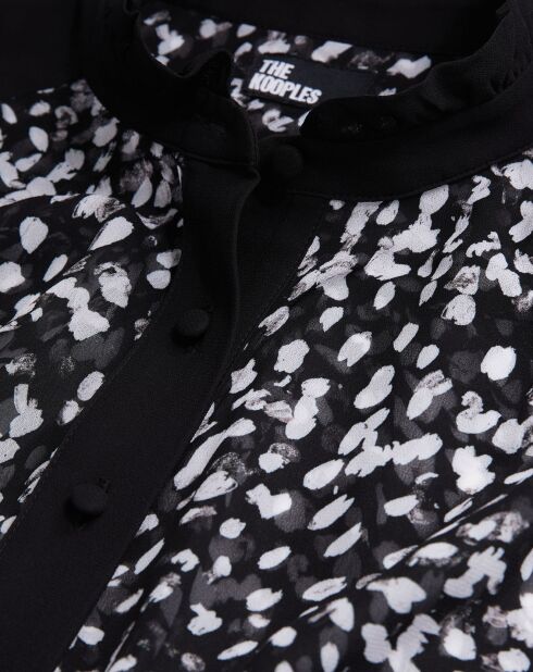 Top imprimé avec détails contrastés noir