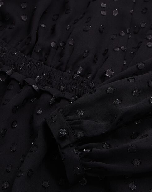 Top à pois en fil argenté noir