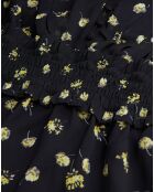 Top imprimé à smocks noir