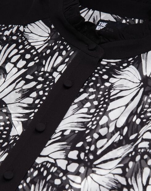 Top imprimé avec détails contrastés noir