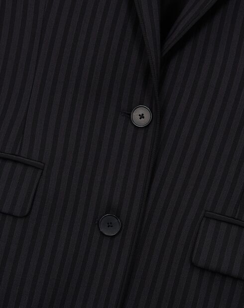 Veste de costume en Laine à rayures noire