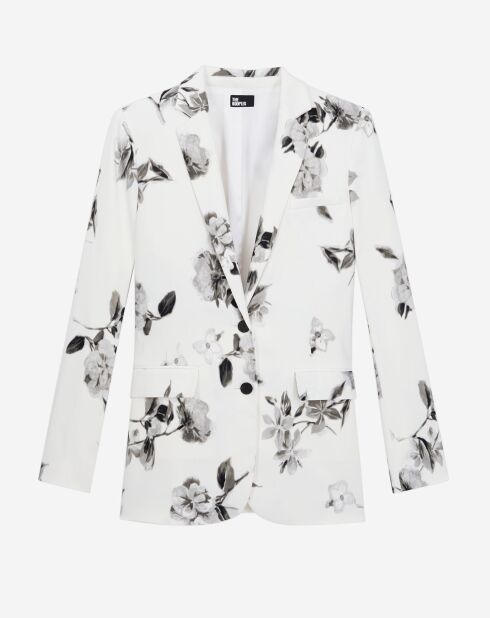Veste tailleur imprimée écrue