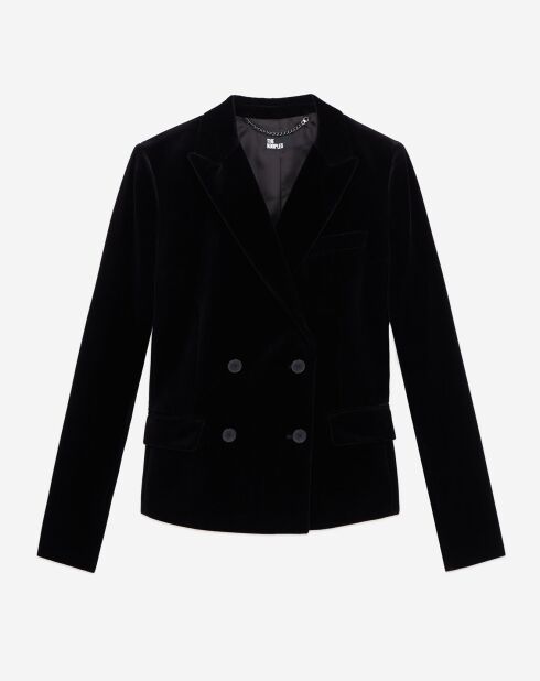 Veste tailleur courte en velours noir