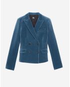 Veste tailleur courte en velours bleue