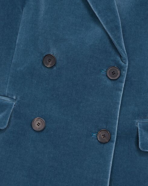 Veste tailleur courte en velours bleue