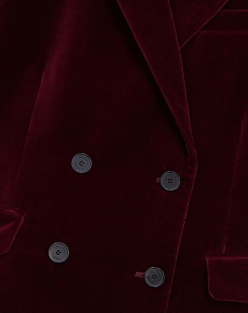 Veste tailleur courte en velours bordeaux