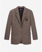 Blazer en Laine mélangée à carreaux beige