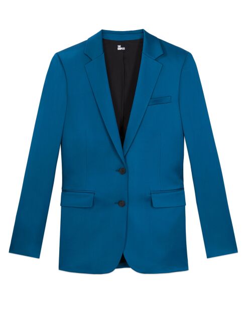 Veste tailleur Satinée bleue